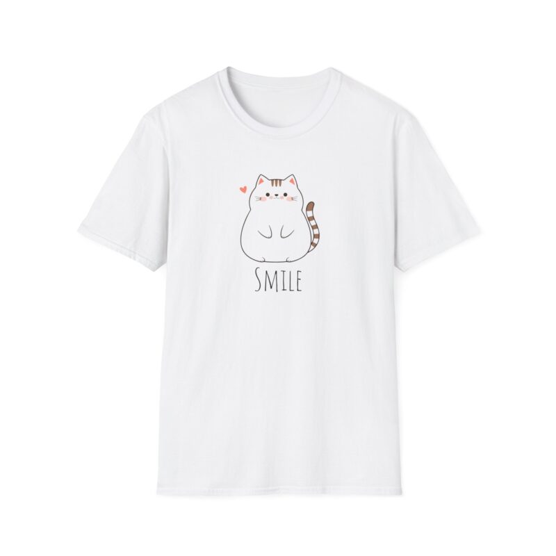Cute Cat Graphic T-Shirt with Smile Word | Softstyle Tee for Cat Lovers